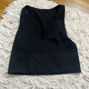 Black V-Neck Crop Top